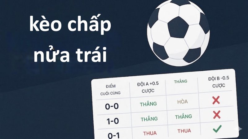 Kèo chấp nửa trái (kèo 0.5 hoặc 1/2)